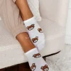 Krotkie Skarpetki We Wzory Teddy Biale