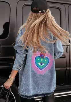 Kurtka Jeansowa Z Nadrukiem See My Heart Jasnoniebieska