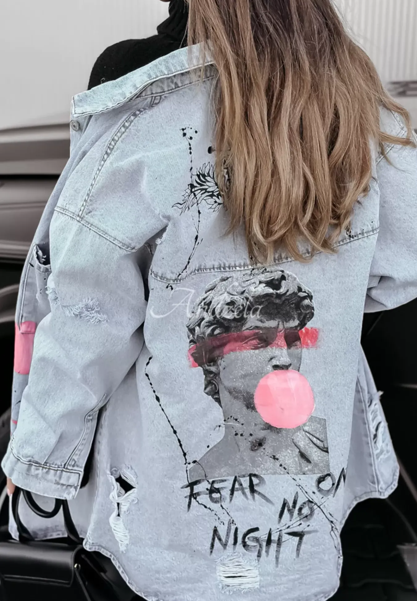 Kurtka Jeansowa Z Nadrukiem Fear No One Jasnoniebieska
