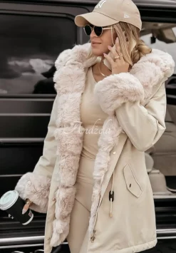 Kurtka Parka Z Futerkiem Stay Warm Bezowa