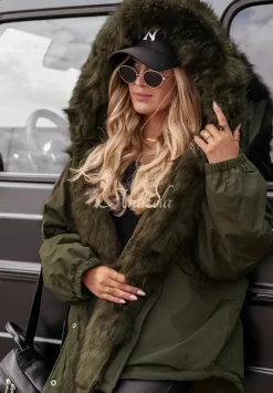 Kurtka Parka Z Futerkiem Megan Khaki