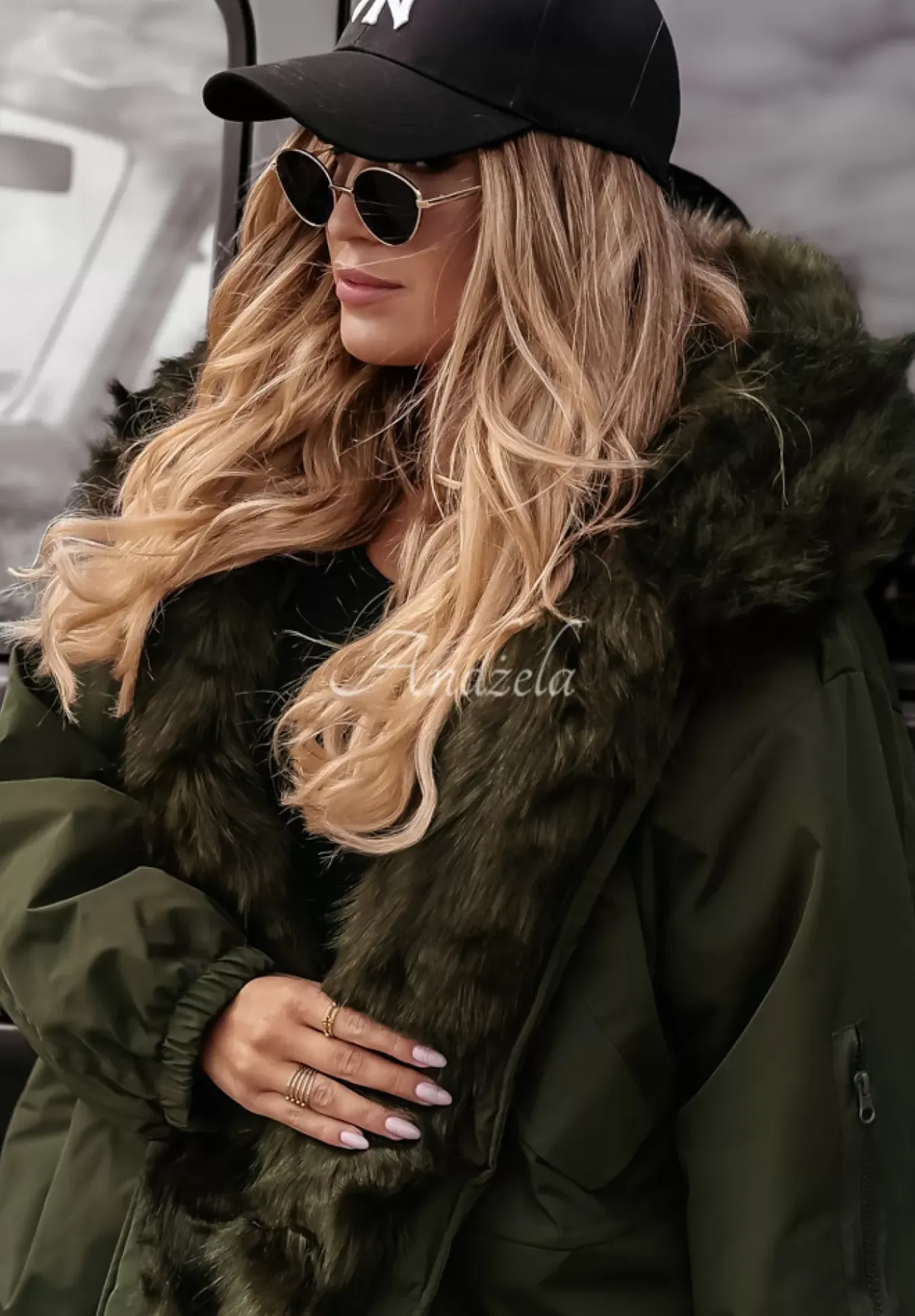 Kurtka Parka Z Futerkiem Megan Khaki