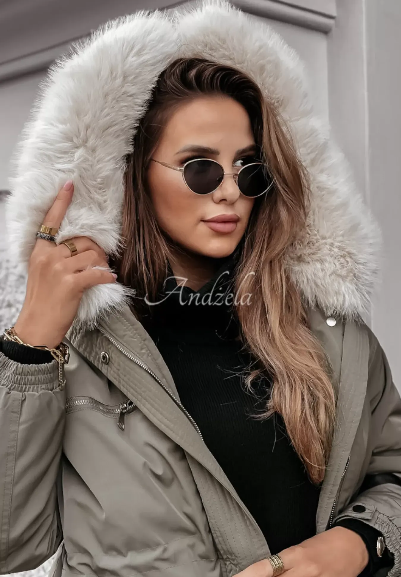 Kurtka Parka Z Futerkiem Cool Time Khaki