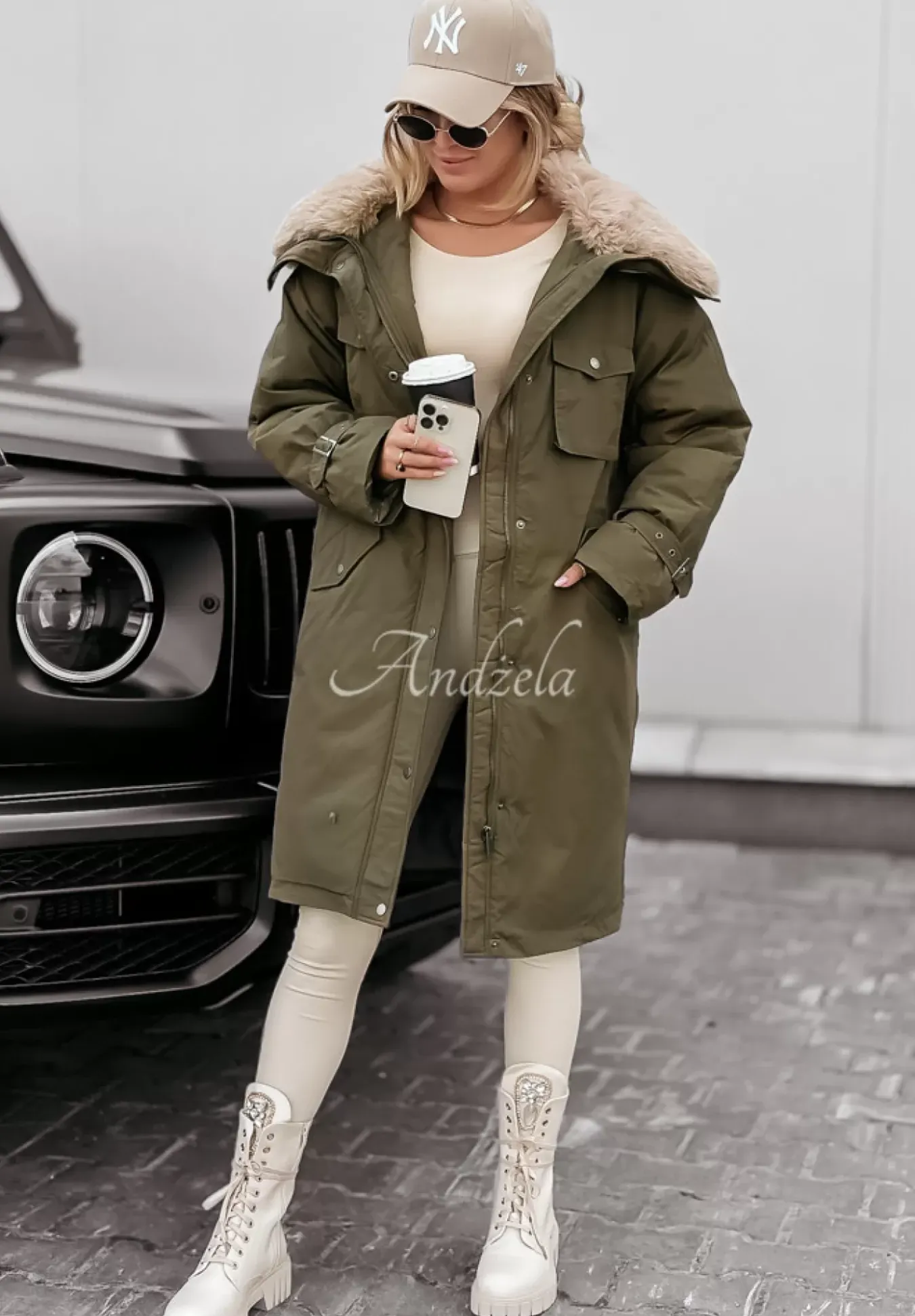 Kurtka Parka Z Futerkiem Kira Khaki