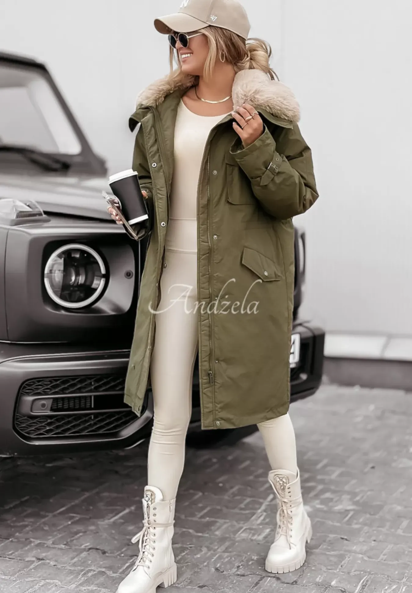 Kurtka Parka Z Futerkiem Kira Khaki