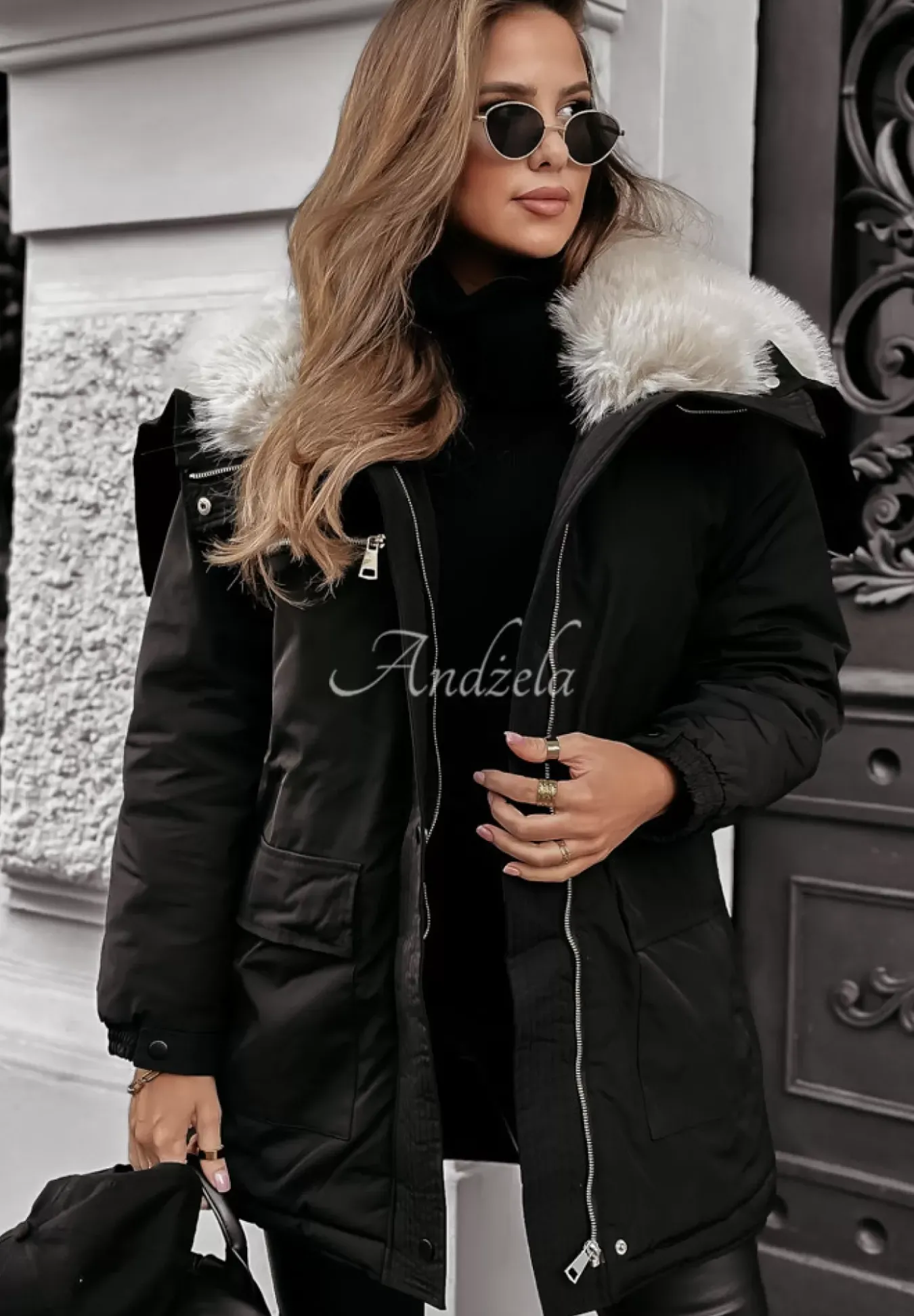 Kurtka Parka Z Futerkiem Cool Time Czarna