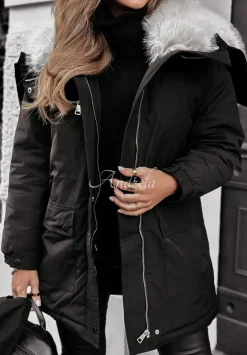 Kurtka Parka Z Futerkiem Cool Time Czarna
