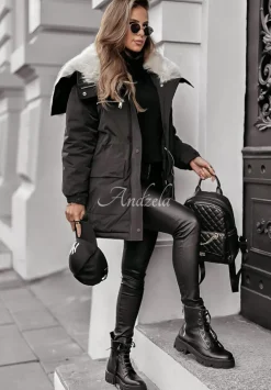 Kurtka Parka Z Futerkiem Cool Time Czarna