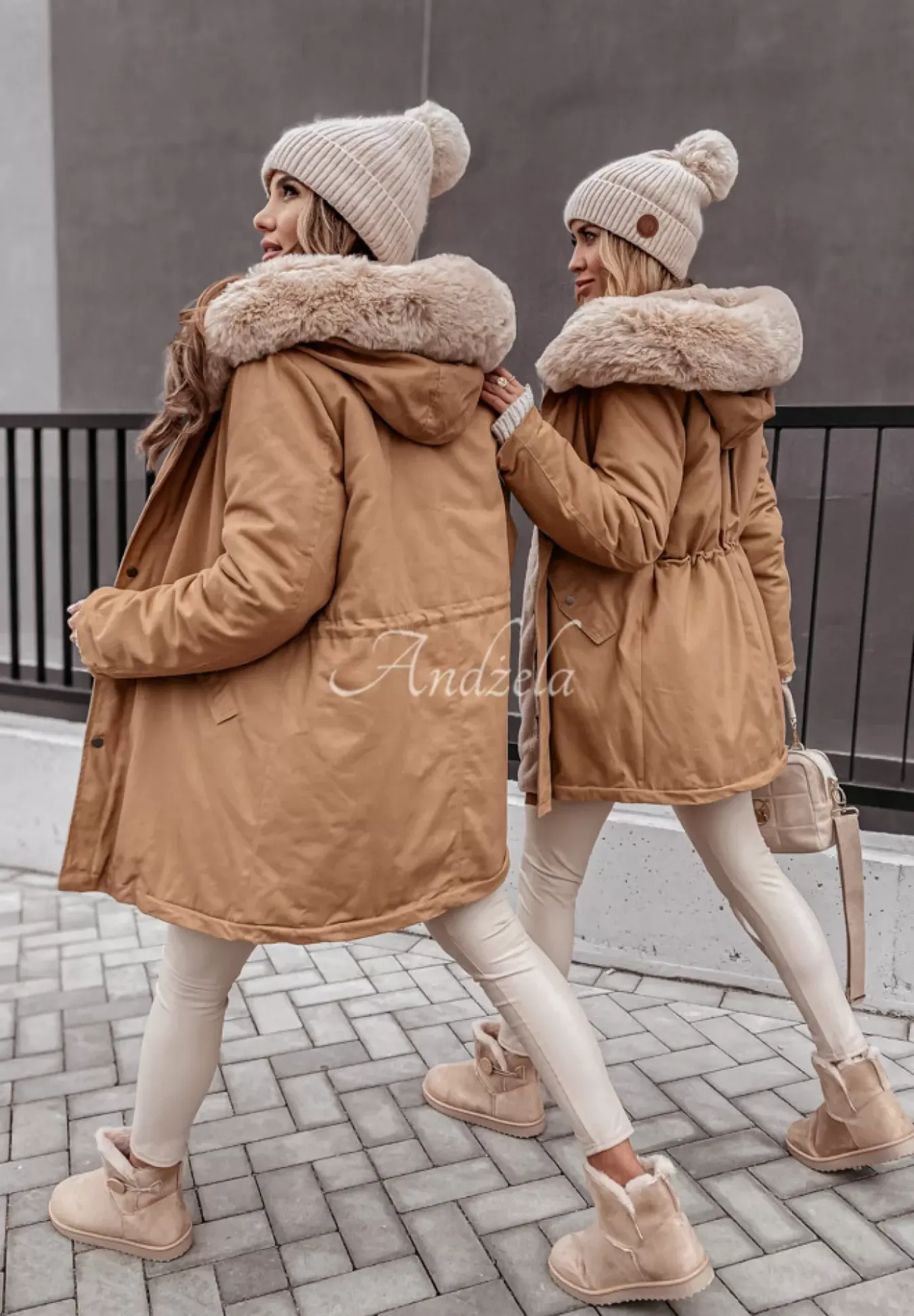 Kurtka Parka Z Futerkiem Carlow Camelowa