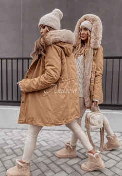Kurtka Parka Z Futerkiem Carlow Camelowa