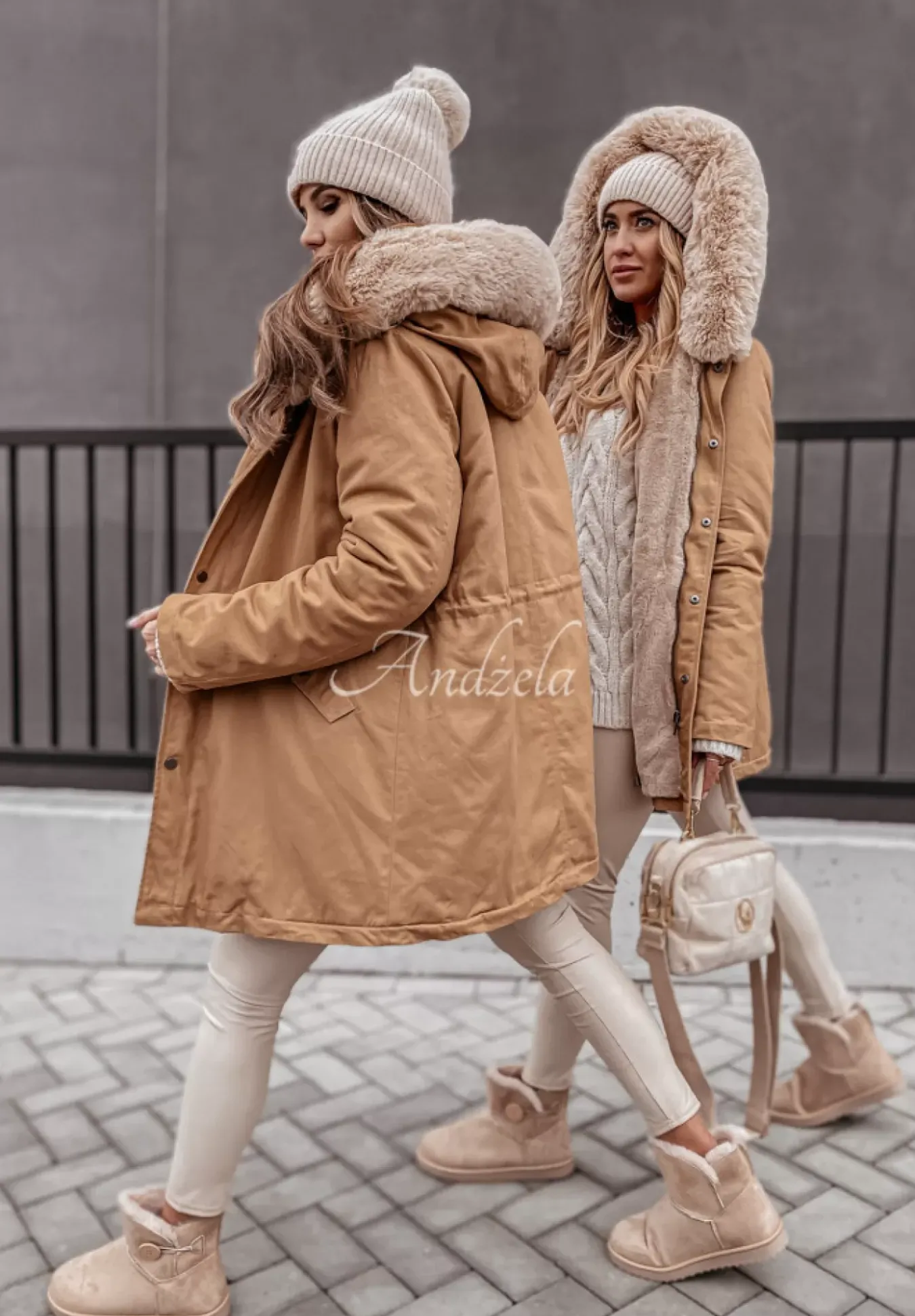 Kurtka Parka Z Futerkiem Carlow Camelowa