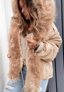 Kurtka Parka Z Futerkiem Megan Bezowa