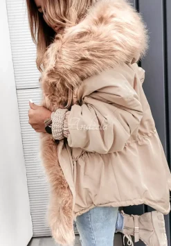 Kurtka Parka Z Futerkiem Megan Bezowa