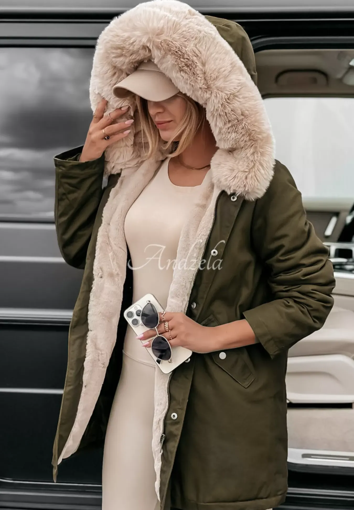Kurtka Parka Z Futerkiem Carlow Khaki