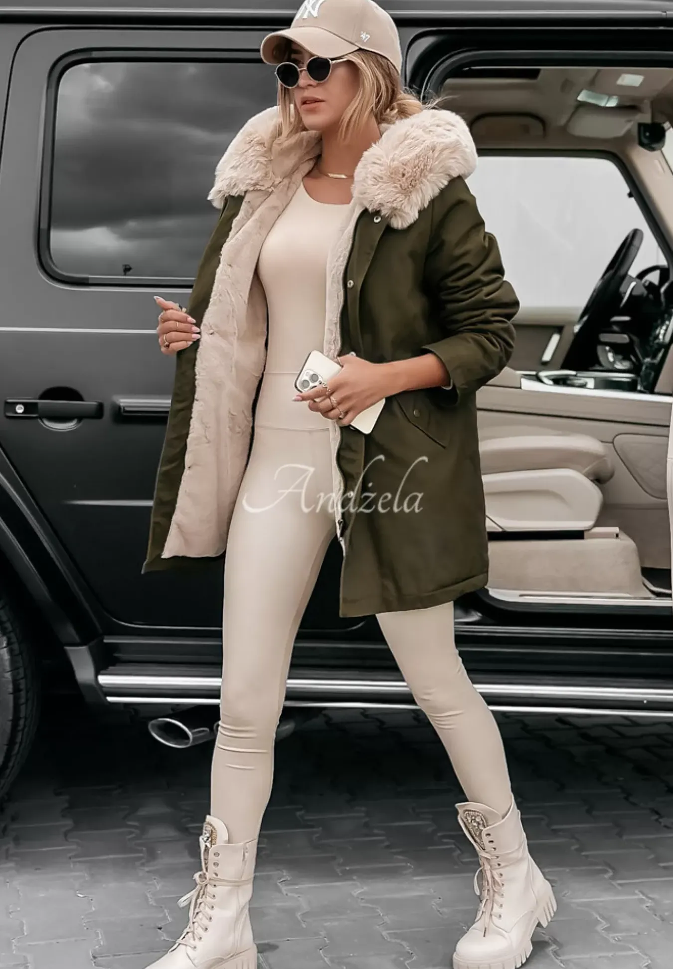 Kurtka Parka Z Futerkiem Carlow Khaki