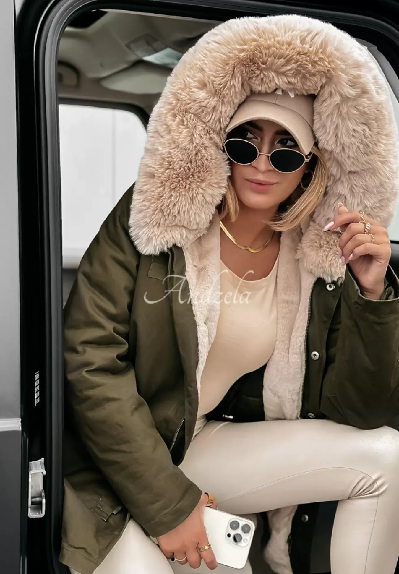 Kurtka Parka Z Futerkiem Carlow Khaki