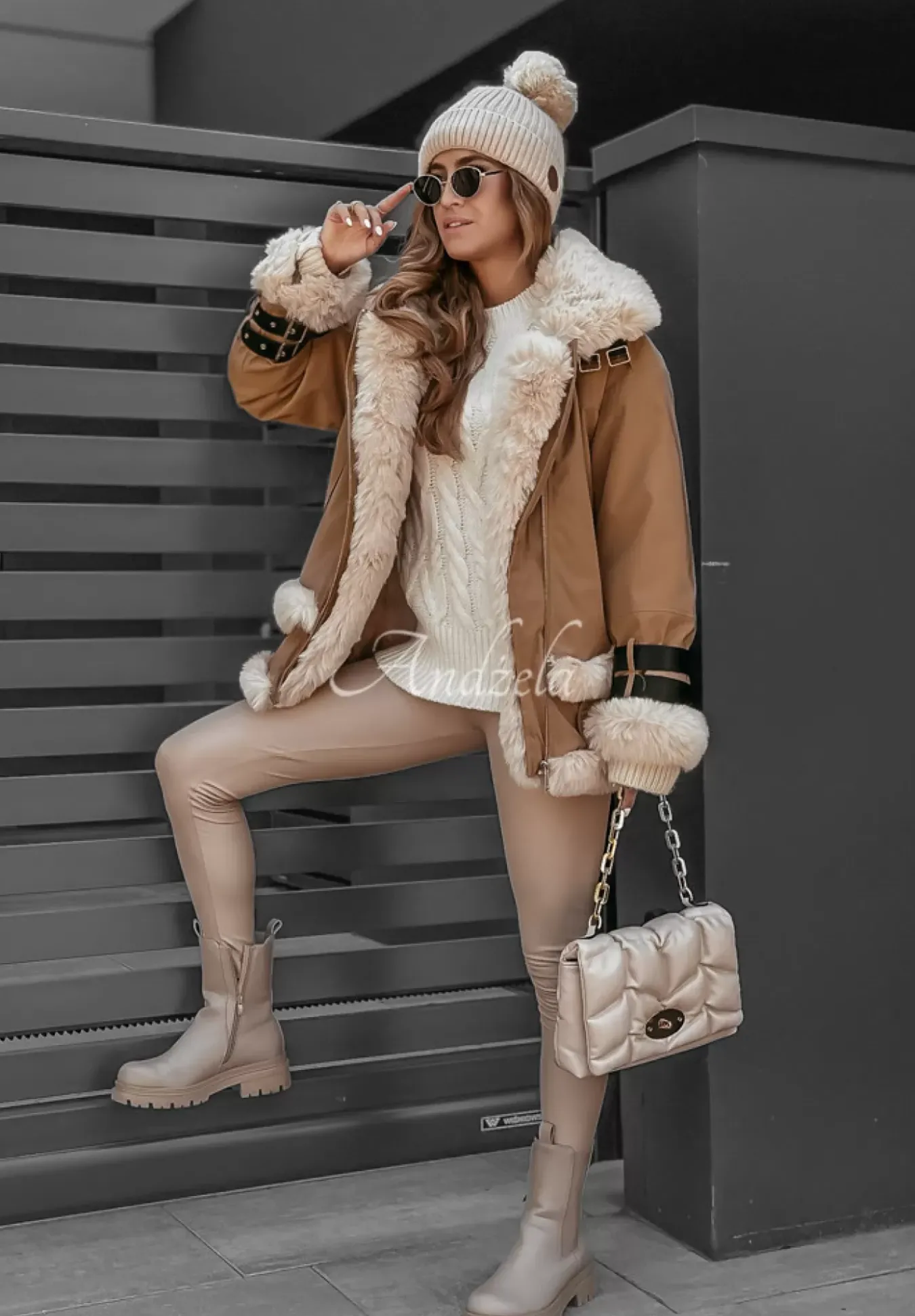 Kurtka Z Futerkiem Cold Of Winter Camelowa