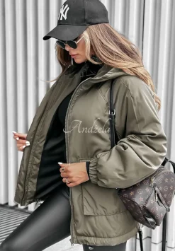 Kurtka Z Kapturem I Kieszaniami Hello Fall Khaki