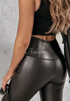 Legginsy Z Imitacji Skory I Know Your Secrets Czarne