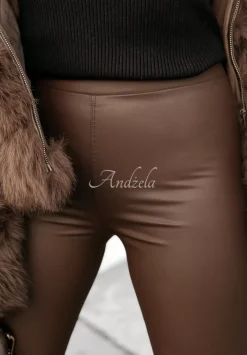 Legginsy Z Imitacji Skory Tammy Czekoladowe