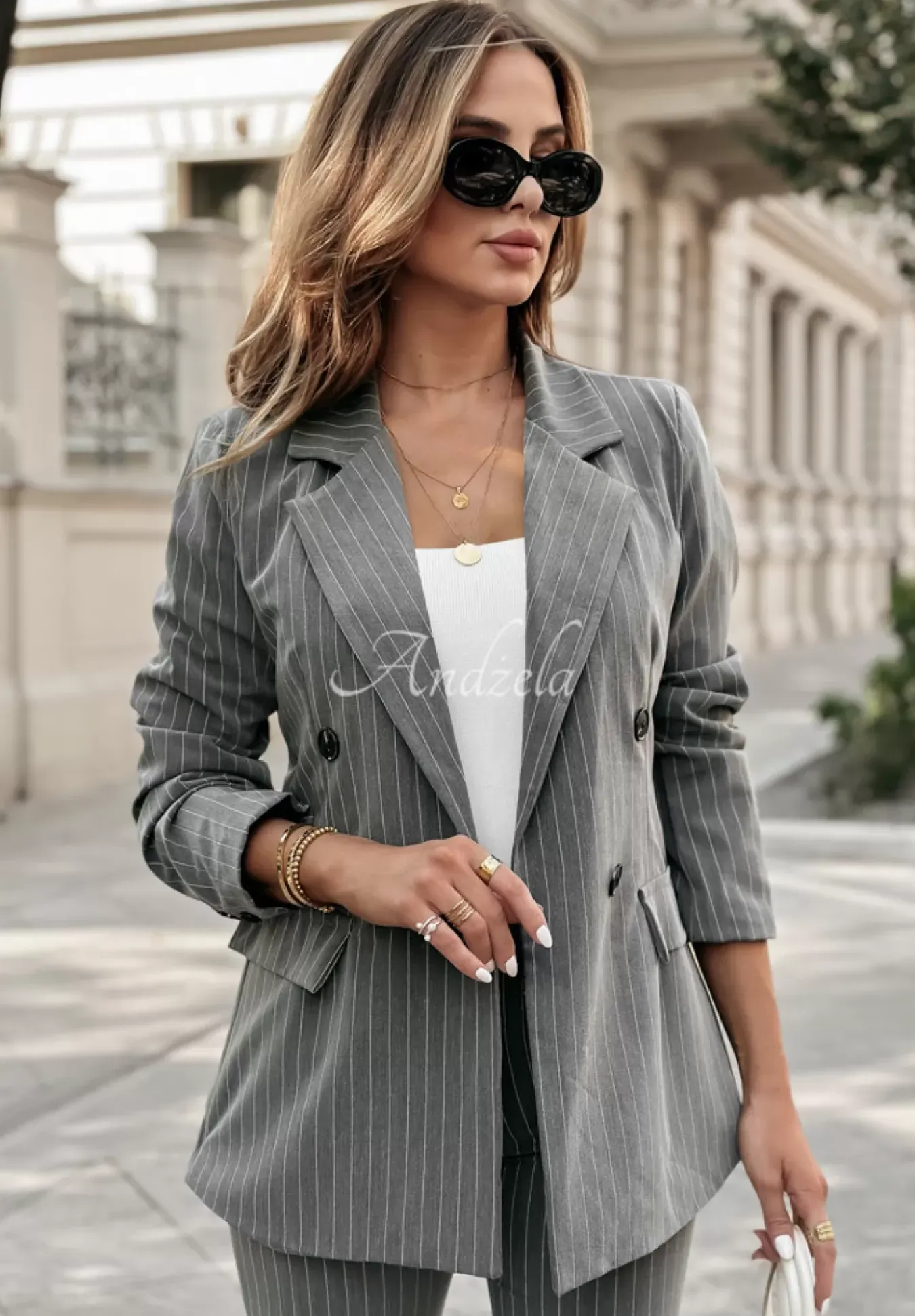 Marynarka W Paski Nothing But Class Szara