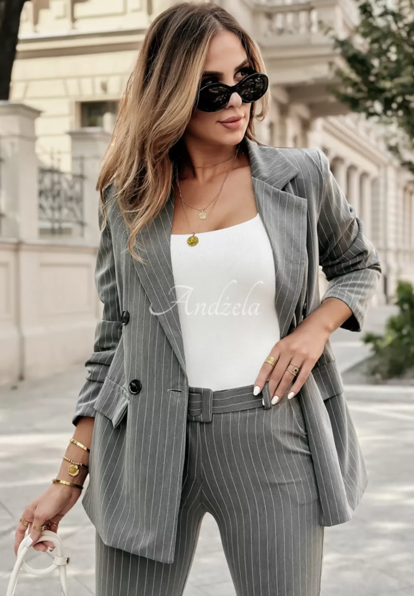 Marynarka W Paski Nothing But Class Szara