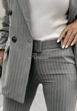 Materialowe Spodnie Cygaretki W Paski Nothing But Class Szare