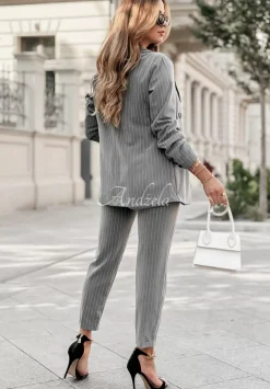 Materialowe Spodnie Cygaretki W Paski Nothing But Class Szare