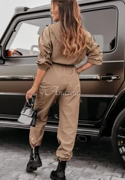 Materialowe Spodnie Parachute Seasonal Option Camelowe