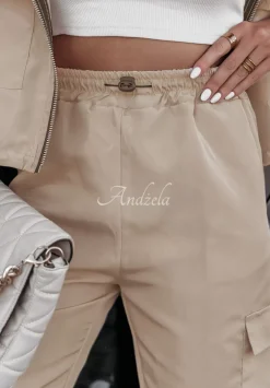 Materialowe Spodnie Parachute Seasonal Option Bezowe