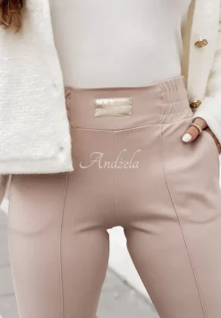 Materialowe Spodnie Pretty On Point Nude