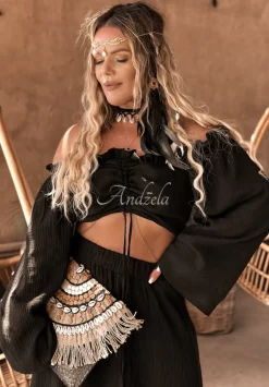 Muslinowa Bluzka Hiszpanka Ze Sciagaczem Aloha Beaches Czarna