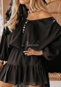Muslinowa Bluzka Oversize Beach Babe Czarna