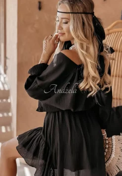 Muslinowa Bluzka Oversize Beach Babe Czarna