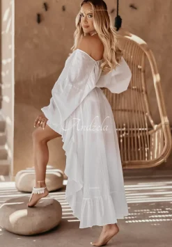 Muslinowa Bluzka Oversize Beach Babe Biala