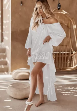Muslinowa Bluzka Oversize Beach Babe Biala