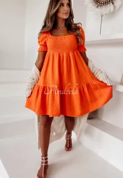 Muslinowa Sukienka Hiszpanka Alleena Pomaranczowa