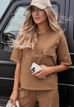 Oversizowy T-Shirt Be Still Camelowy