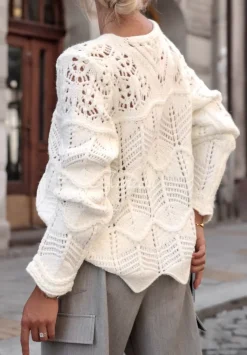 Ozdobnie Pleciony Sweter Cocomore Romantic History Ecru