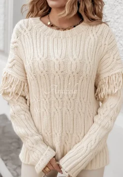 Ozdobnie Pleciony Sweter Sweet Honey Bezowy