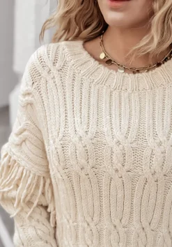 Ozdobnie Pleciony Sweter Sweet Honey Bezowy