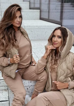 Pikowana Kamizelka Z Kapturem On Rainy Days Bezowa