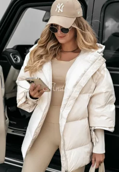 Pikowana Kurtka Oversize September Jasnobezowa