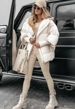 Pikowana Kurtka Oversize September Jasnobezowa