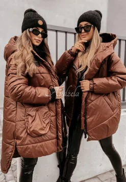 Pikowana Kurtka Oversize Berrani Czekoladowa