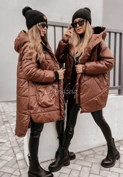 Pikowana Kurtka Oversize Berrani Czekoladowa