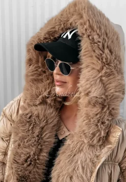 Pikowana Kurtka Z Futerkiem Chilling Cold Camelowa