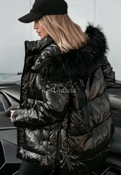Pikowana Kurtka Z Futerkiem Ready For Snow Czarna