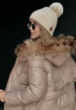 Pikowana Kurtka Z Futerkiem Frostbite Bezowa