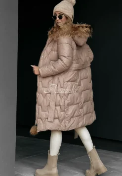 Pikowana Kurtka Z Futerkiem Frostbite Bezowa